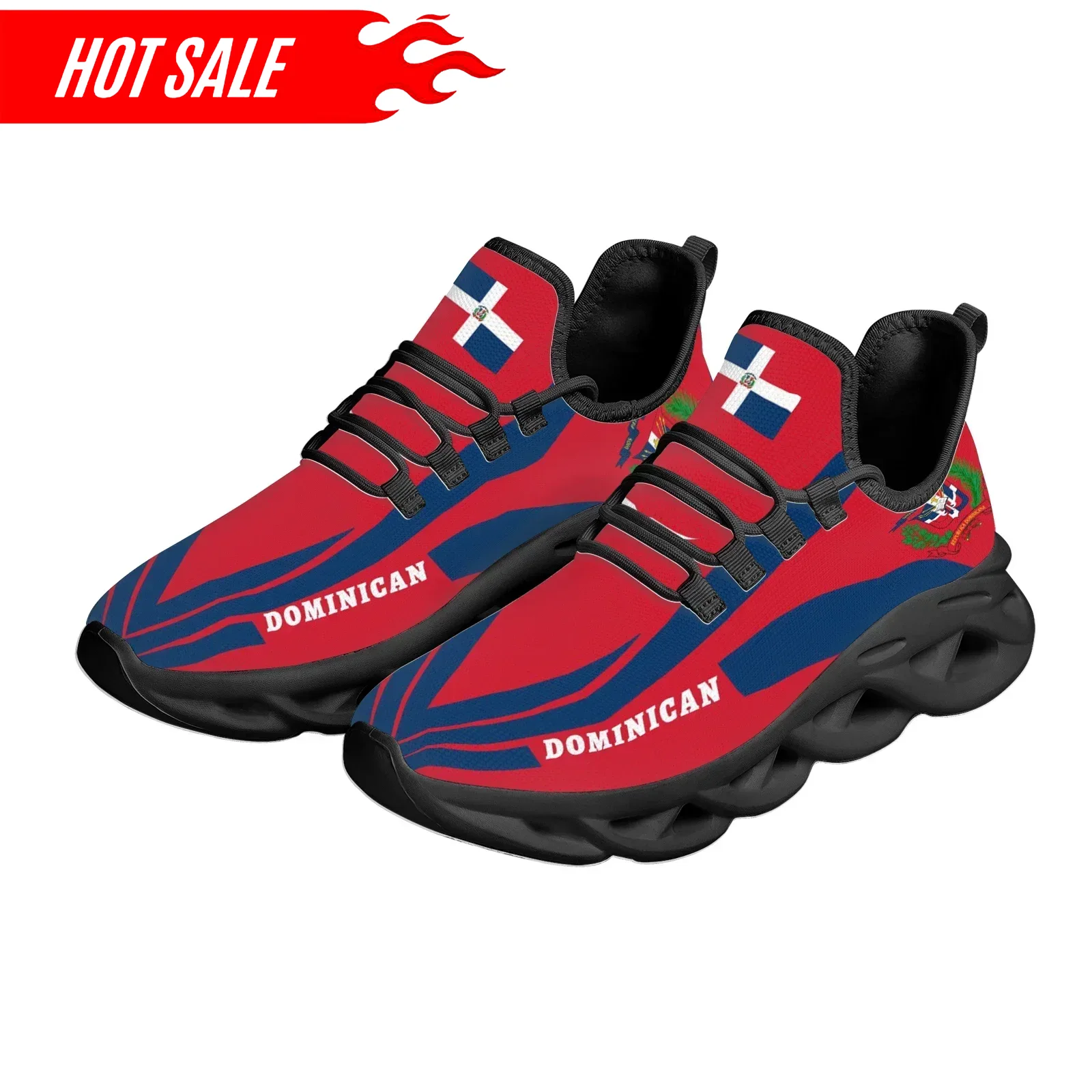 Knit Fabric Lace Up Sneakers - Quente bandeira dominicana emblema nacional design