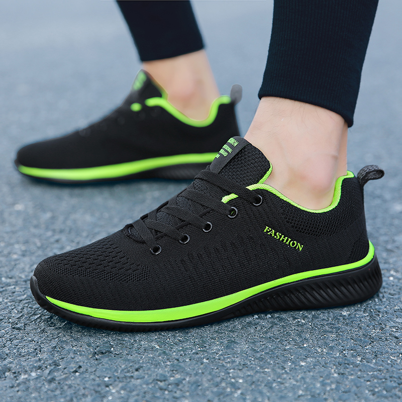 Knit Fabric Lace Up Sneakers - MAEDEF-Sapatos esportivos respiráveis para homens e