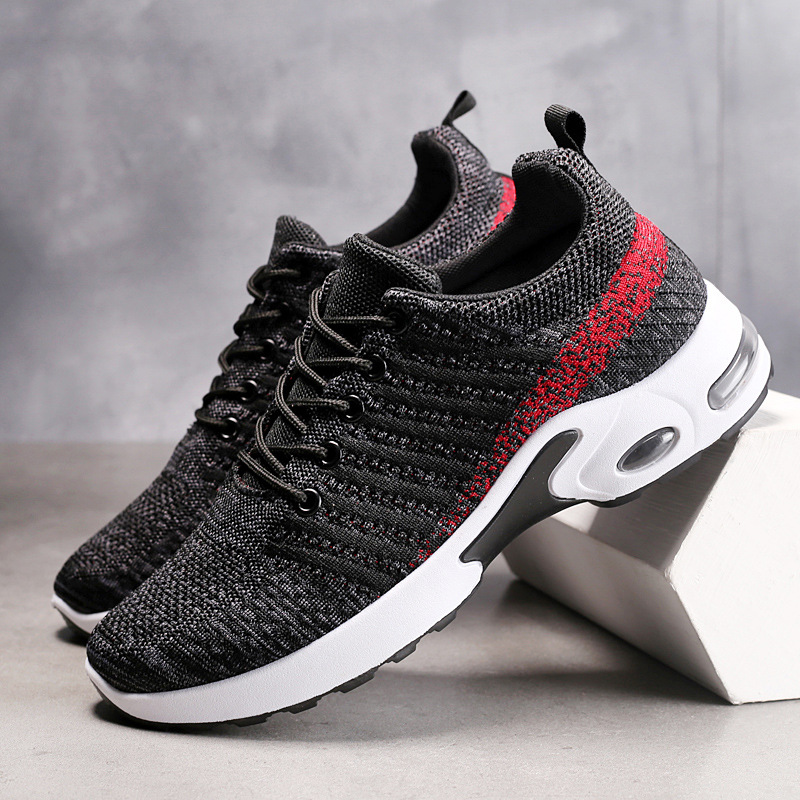 Knit Fabric Lace Up Sneakers - Tênis masculino sapatos de malha moda