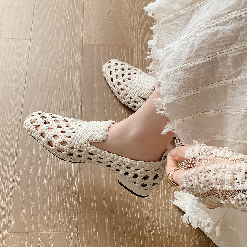 Sandals - Sandálias Femininas de Couro Genuíno Trançadas