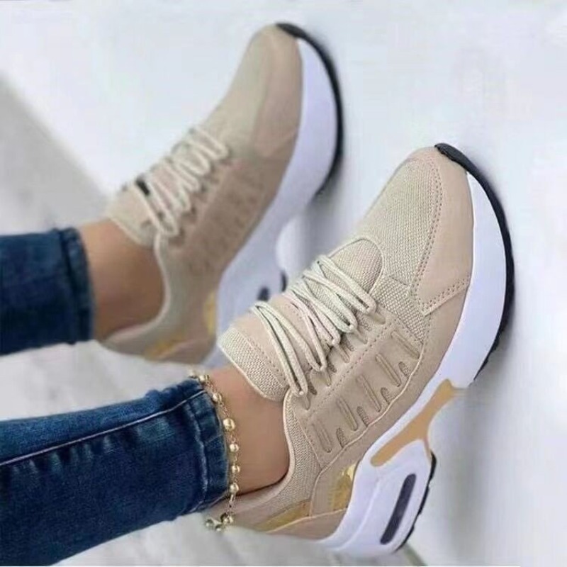 Breathable Mesh Athletic Shoes - Tênis feminino de plataforma com amortecimento