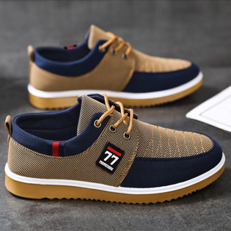 Novos tênis masculinos da moda - Knit Fabric Lace Up Sneakers avaliação e preço