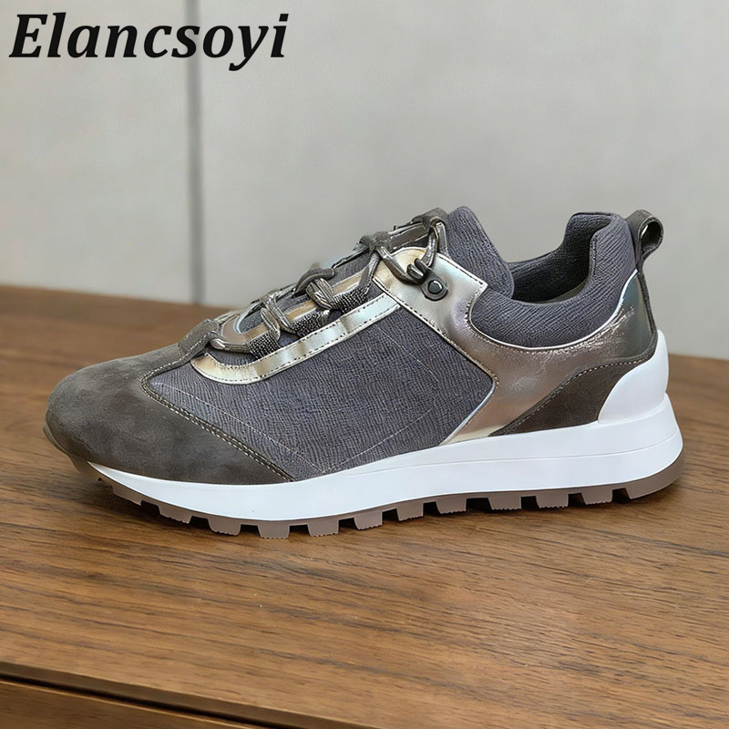 Tênis Feminino Casual com Cada - Knit Fabric Lace Up Sneakers avaliação e preço