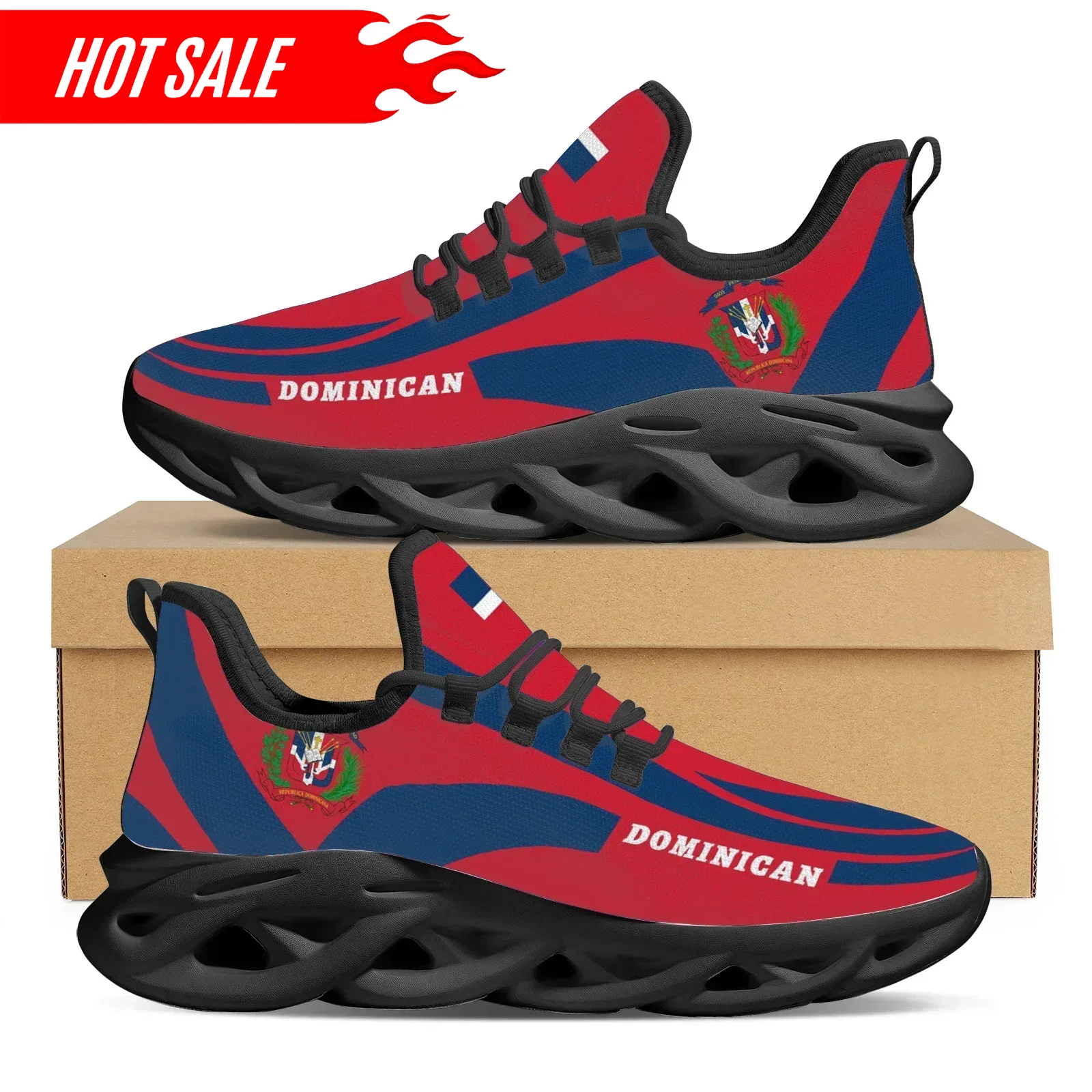 Quente bandeira dominicana emb - Knit Fabric Lace Up Sneakers avaliação e preço