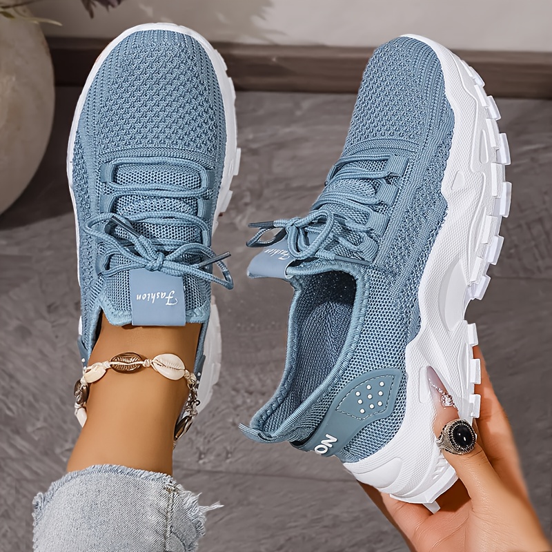 Tênis de malha respirável moda - Knit Fabric Lace Up Sneakers avaliação e preço